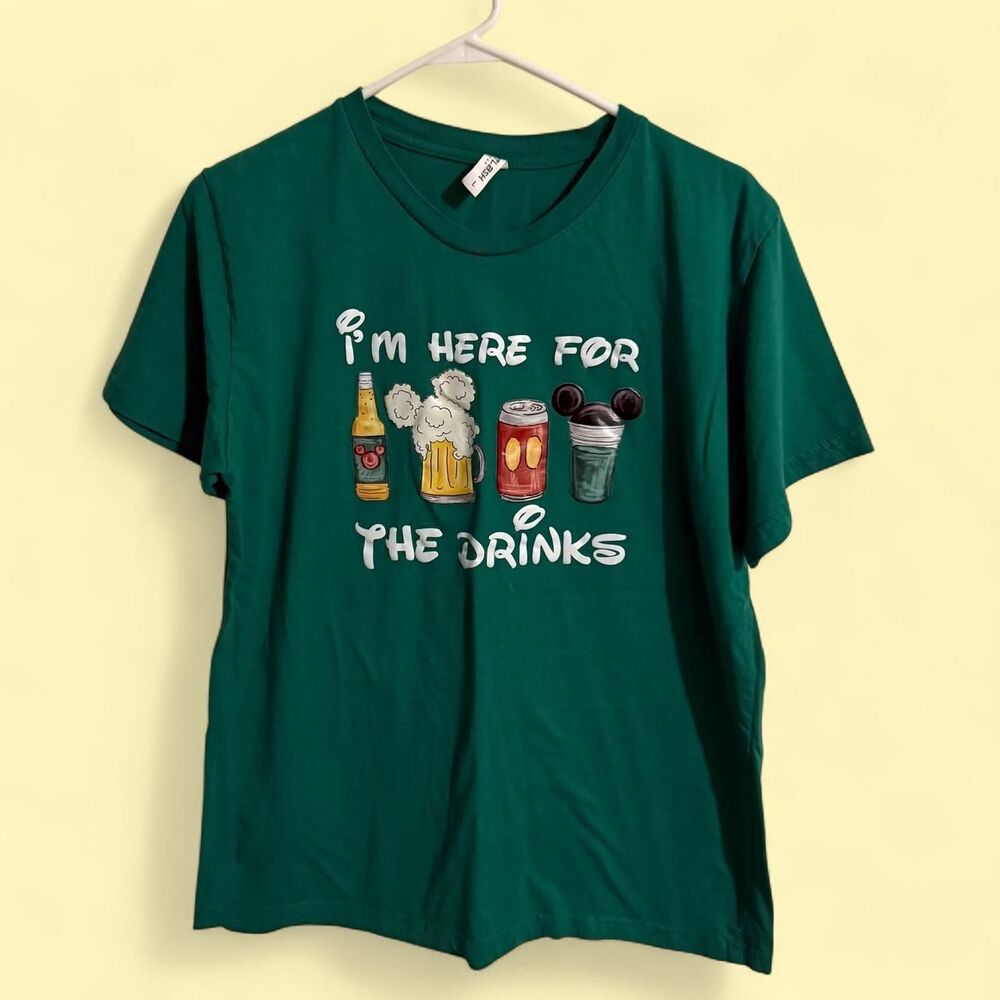 Outlash Wear T-Shirt Mens L Green Disney Inspired Drinks Graphic Tee